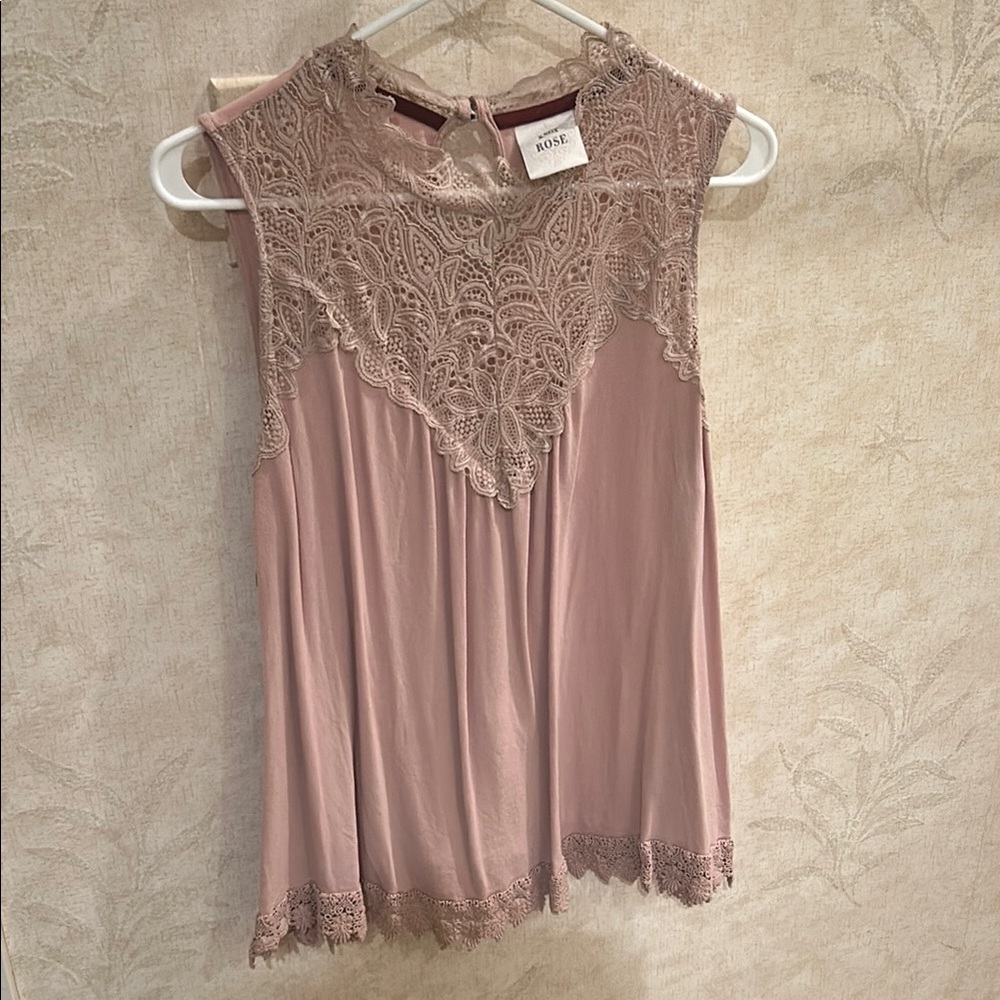 Knox Rose Pink Sleeveless Blouse with Bib Collar and Pleats